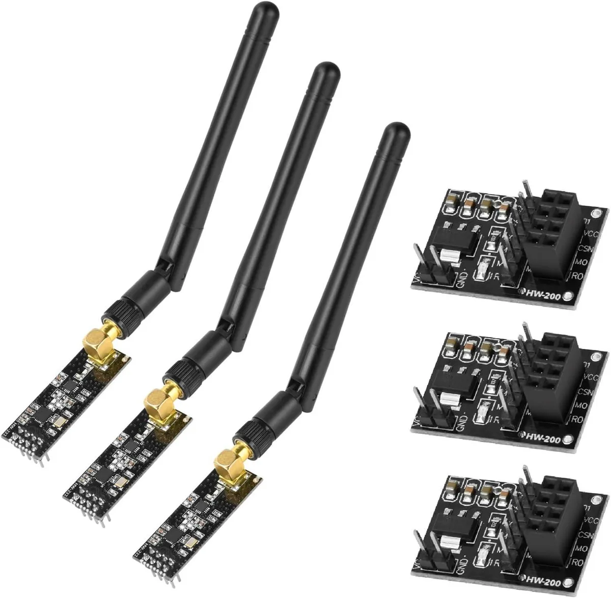 MCDODO MCDODO NRF24L01+PA+LNA Module 2.4 GHz 1100m 3PCS with 8 Pin Socket Adapters — product photo