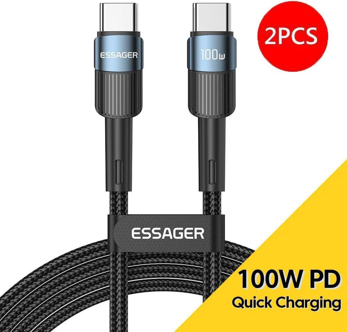 SMUGDESK SMUGDESK USB C to USB C Cable 100W 5A 6.6ft Black 2 Pack — product photo