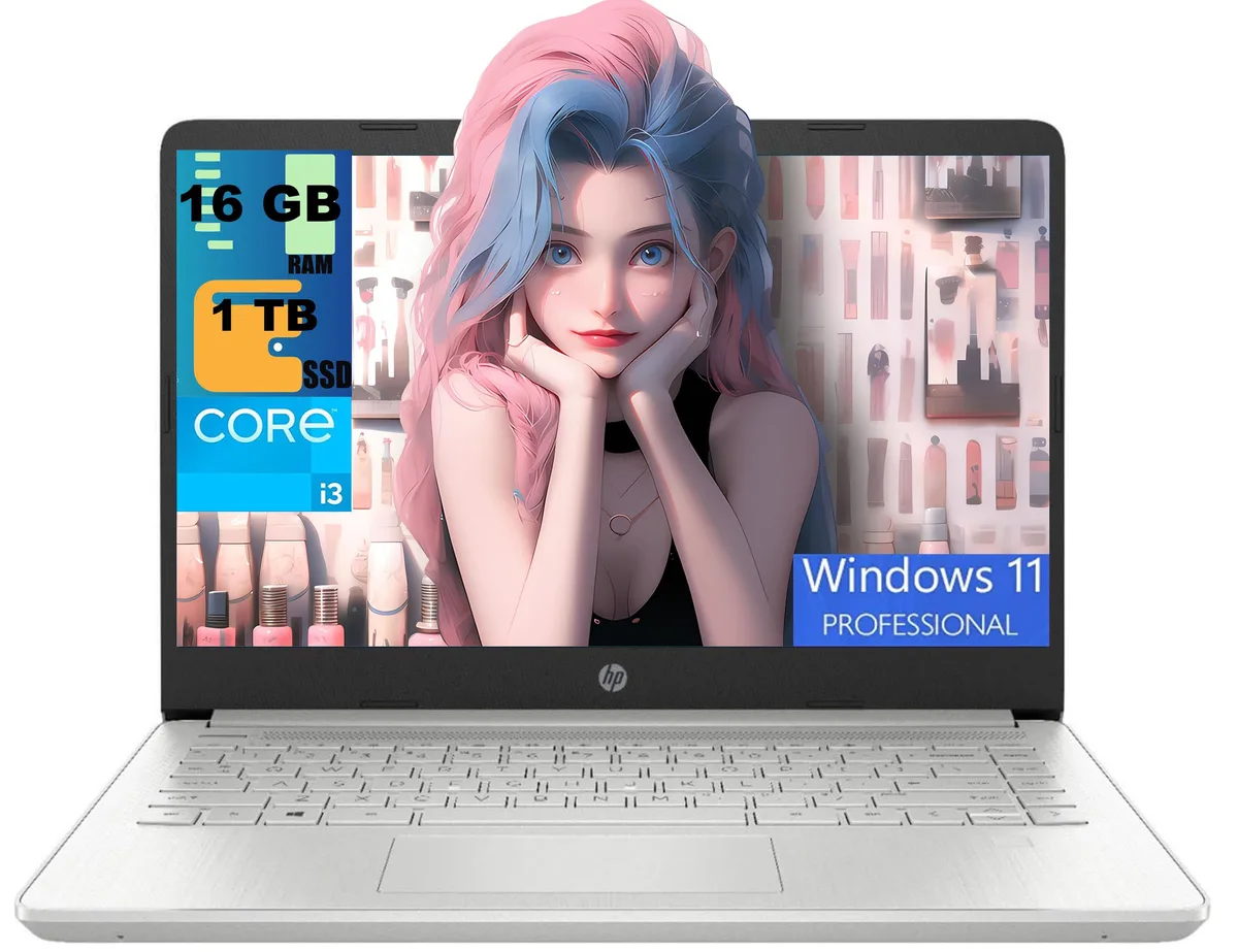 HP HP 14 laptop 14.0" FHD Core i3-1115G4 16GB 1TB PCIe SSD Silver Windows 11 Pro — product photo