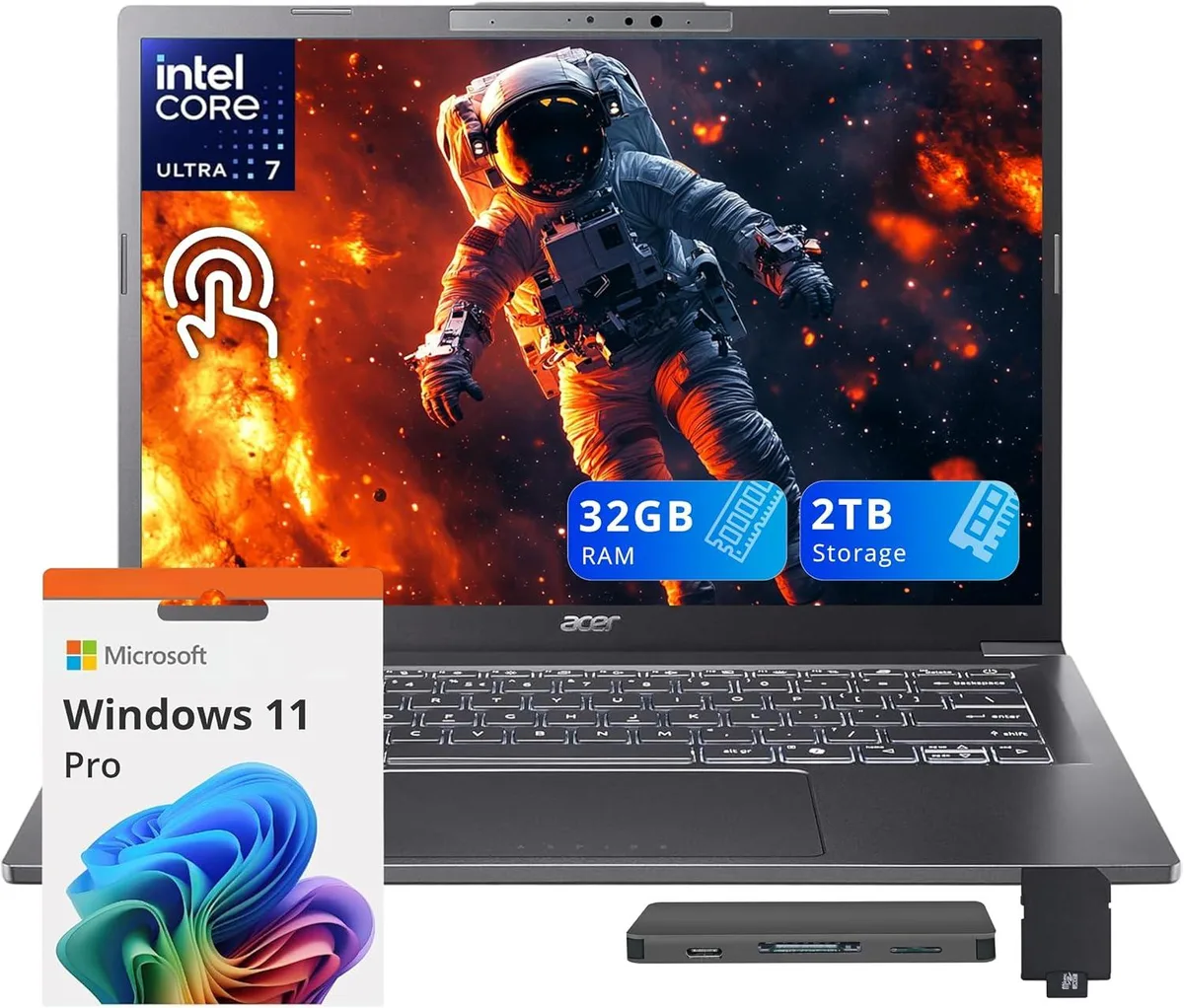 Acer America Acer Aspire business laptop Intel Ultra 7 258V 14.0" 32GB 1TB+1TB dock — product photo