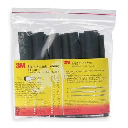 3M 3M FP301 1.5 in Heat Shrink Tube 6 in Black 10 Pack — product photo