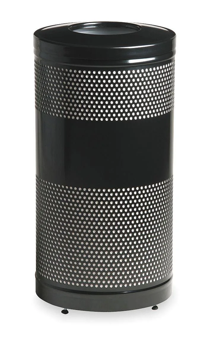 Rubbermaid Rubbermaid FGS3ETBKPL 25 gal Steel Rigid Plastic Round Trash Can Open Top Black 18 35 — product photo