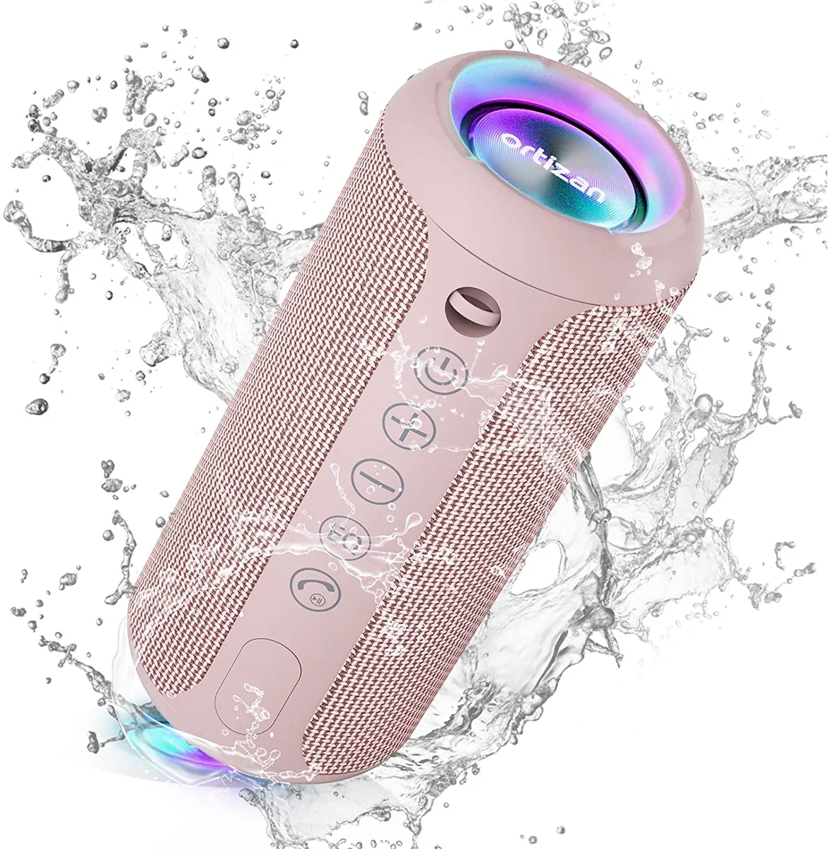 THE ORDINARY THE ORDINARY Portable Bluetooth Speaker 24W IPX7 30H 66ft Bluetooth 5.0 RGB Pink — product photo