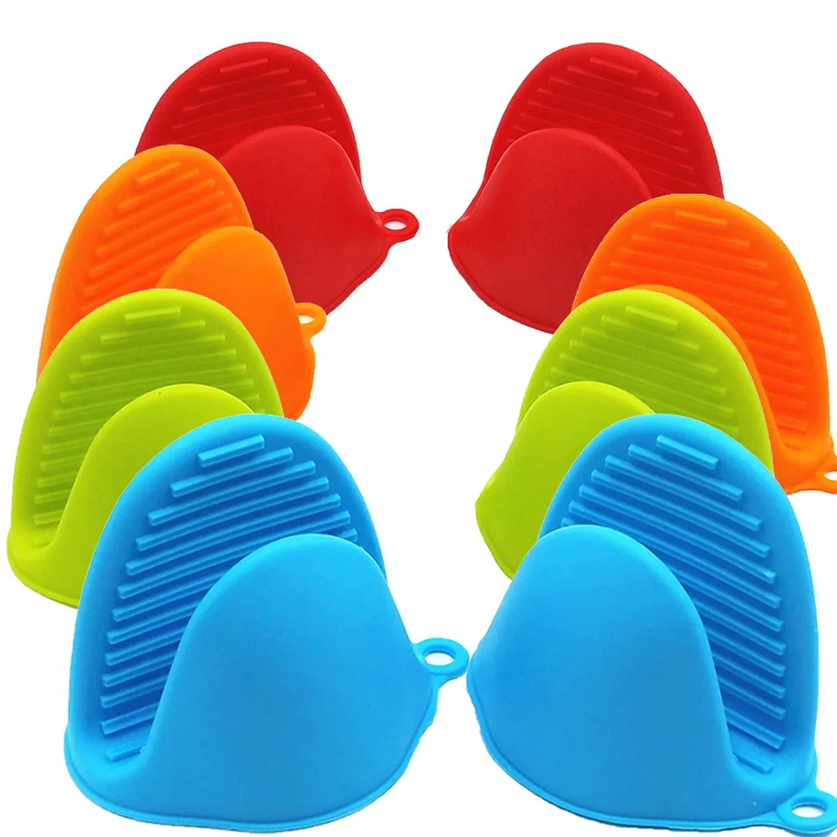 NEPAK Silicone Oven Mitts 4 Pairs Blue Green Red Orange — product photo