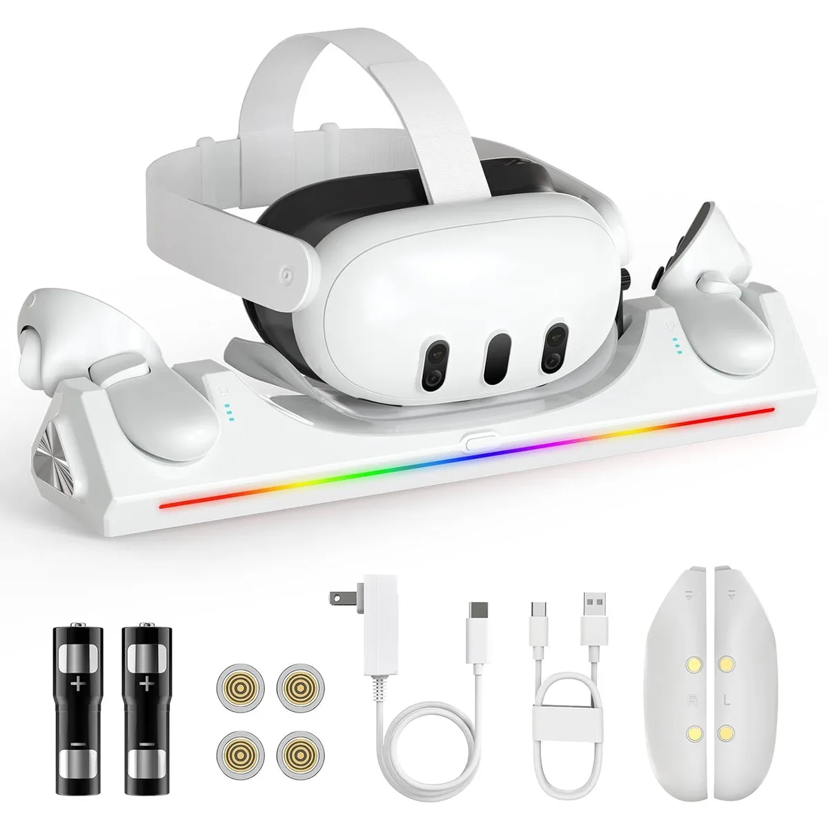 BONAEVER BONAEVER Magnetic Charging Dock for Quest 3S/3 White with 2 2100mAh Batteries — product photo