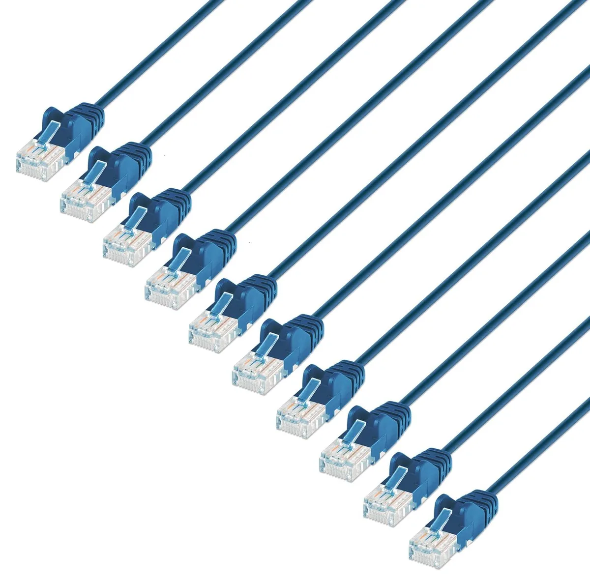 Intellinet Network Solutions Intellinet Network Solutions Cat6 U/UTP Slim Patch Cable 7 ft Blue 10-Pack 30 AWG — product photo
