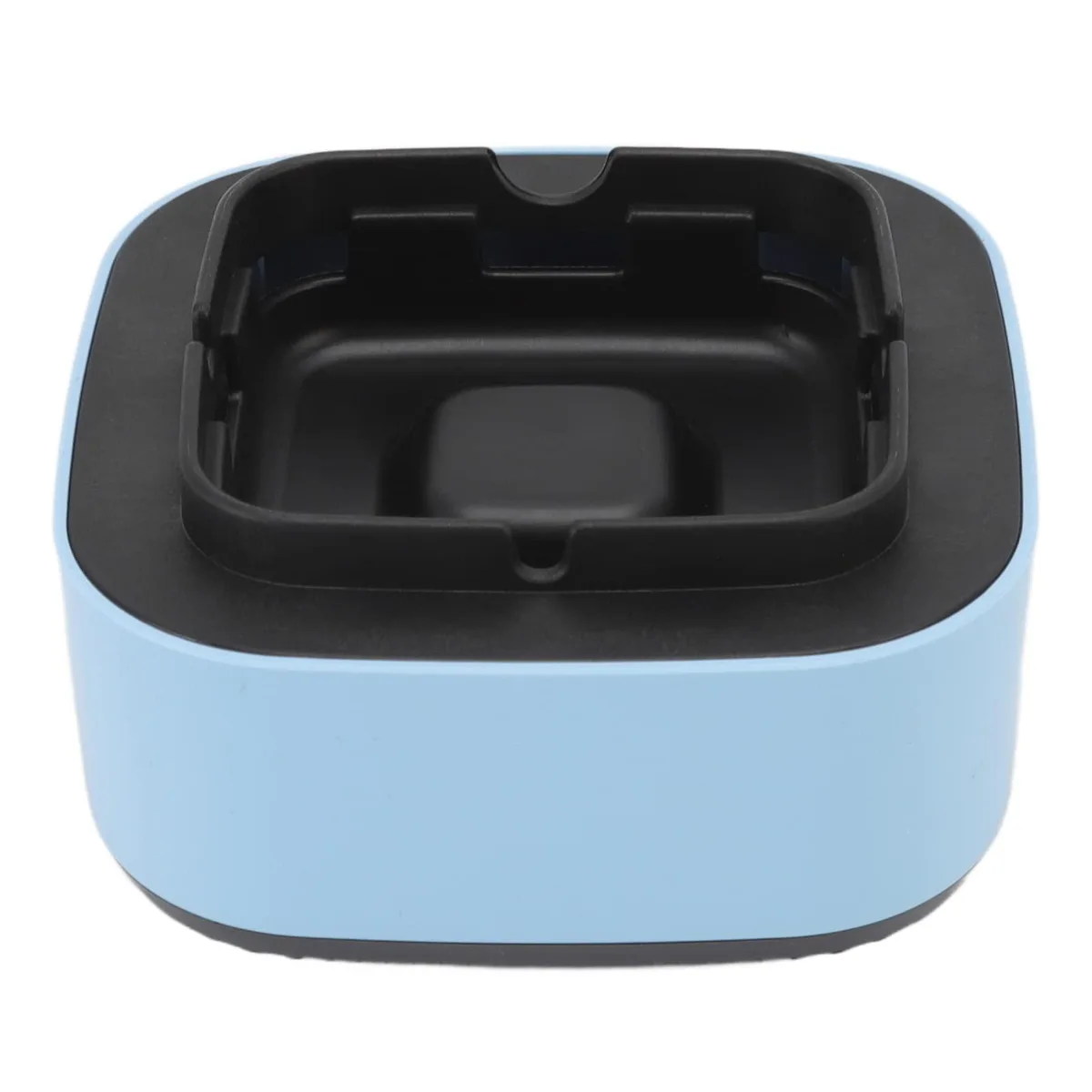 Blue ABS smokeless ashtray, 13x13x7cm, battery powered with air suction and negative ion filter