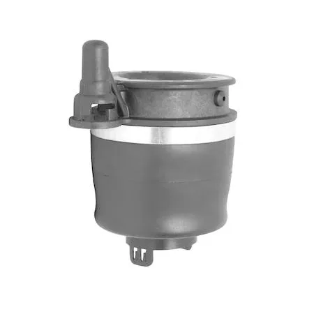 Unity front air spring, black rubber bellows, metal end caps, cylindrical shape