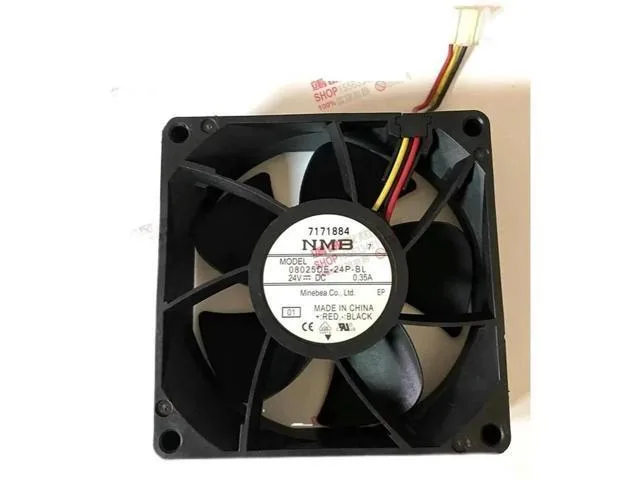 Black 80mm square cooling fan with three wires