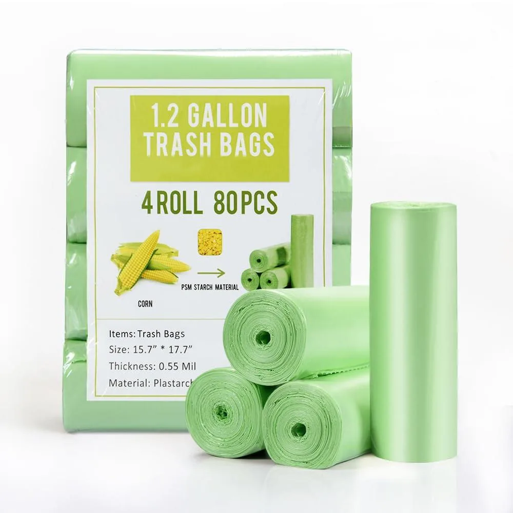Pack of 80 green 1.2 gallon PSM garbage bags