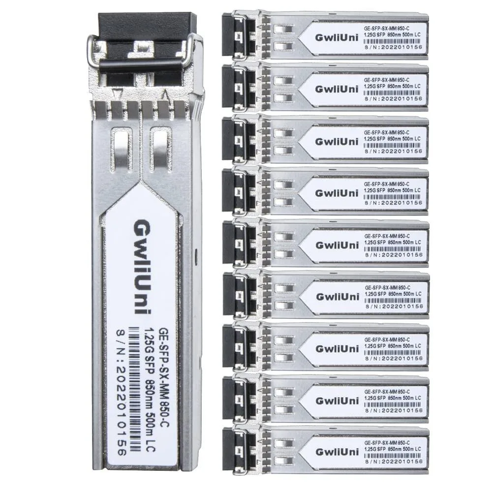 GSM Outdoors GSM Outdoors 10Pcs 1.25G SFP Multi Mode Fiber Module Network Transceiver SX MM 850nm 500m Duplex LC Interface — product photo