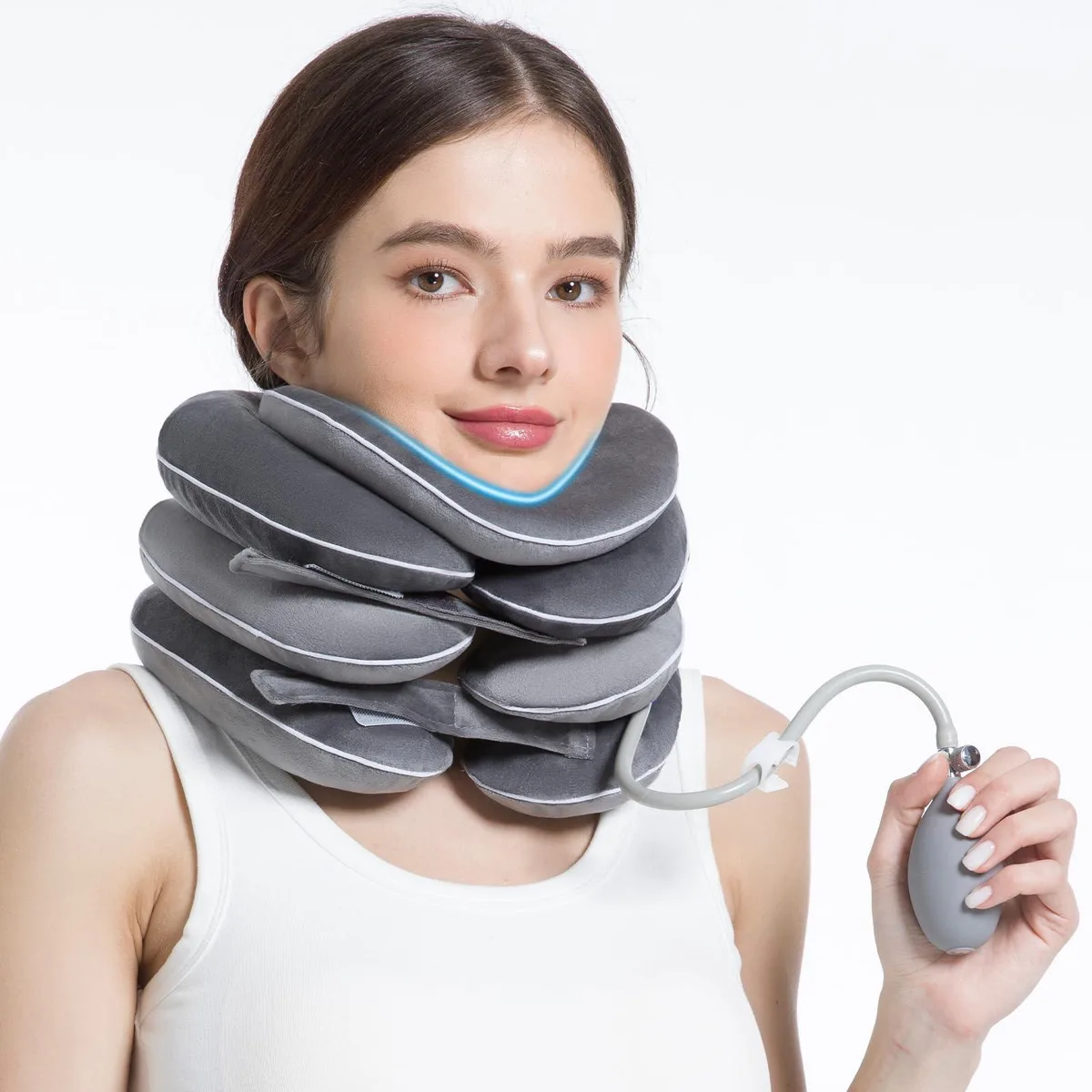  WellSync Portable Cervical Traction Device w/ Extra Long Body Black 11-20' — product photo