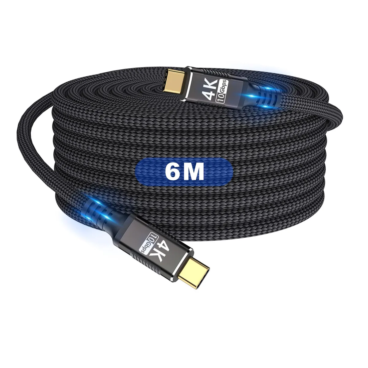 Long USB-C to USB-C cable with nylon braided finish