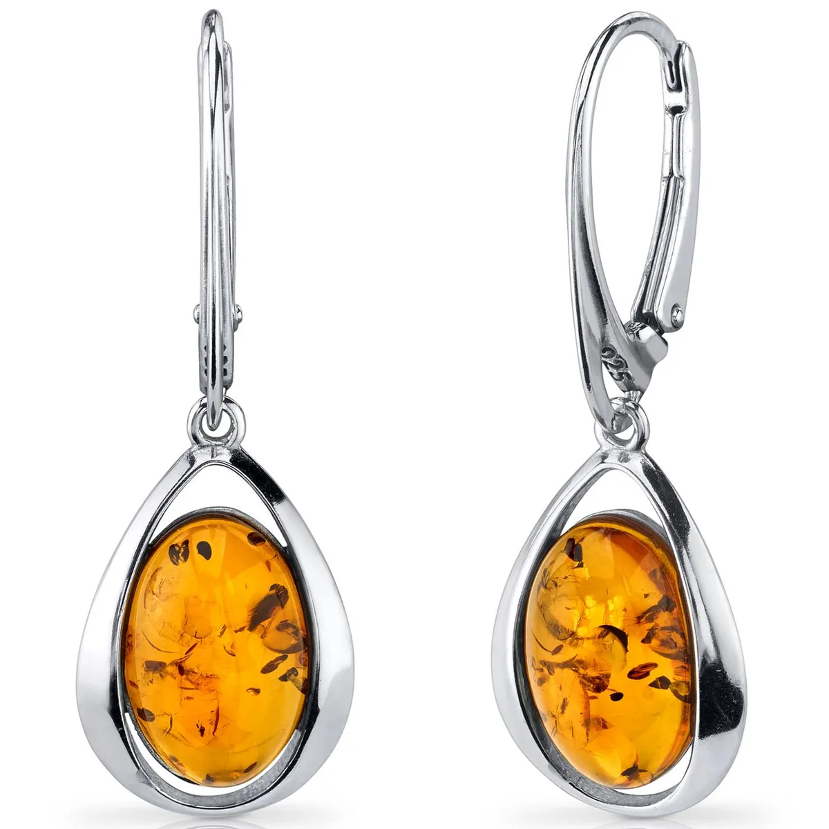 Oravo Oravo Baltic Amber Clip Earrings Sterling Silver Cognac Oval 3.2g 925 SE8506 — product photo