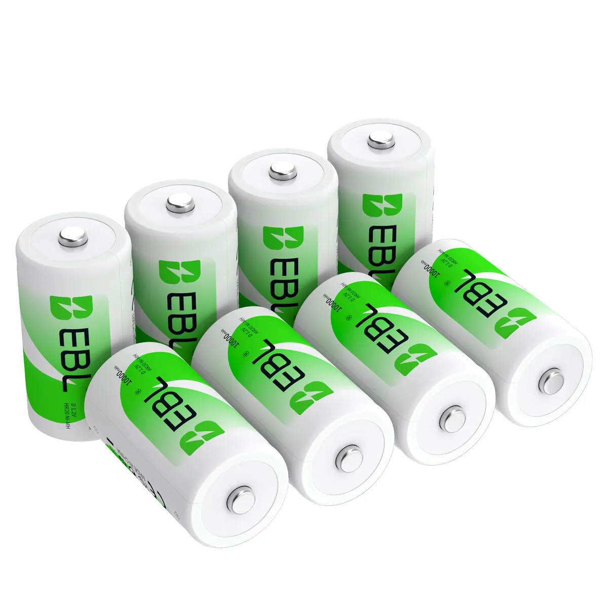 EBL EBL 8-pack 10000mAh Ni-MH D cells rechargeable batteries with case — product photo