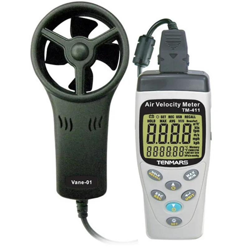 TENMARS ELECTRONICS TENMARS ELECTRONICS TM-411 Air Velocity Meter -20~50ºC electrician tool — product photo