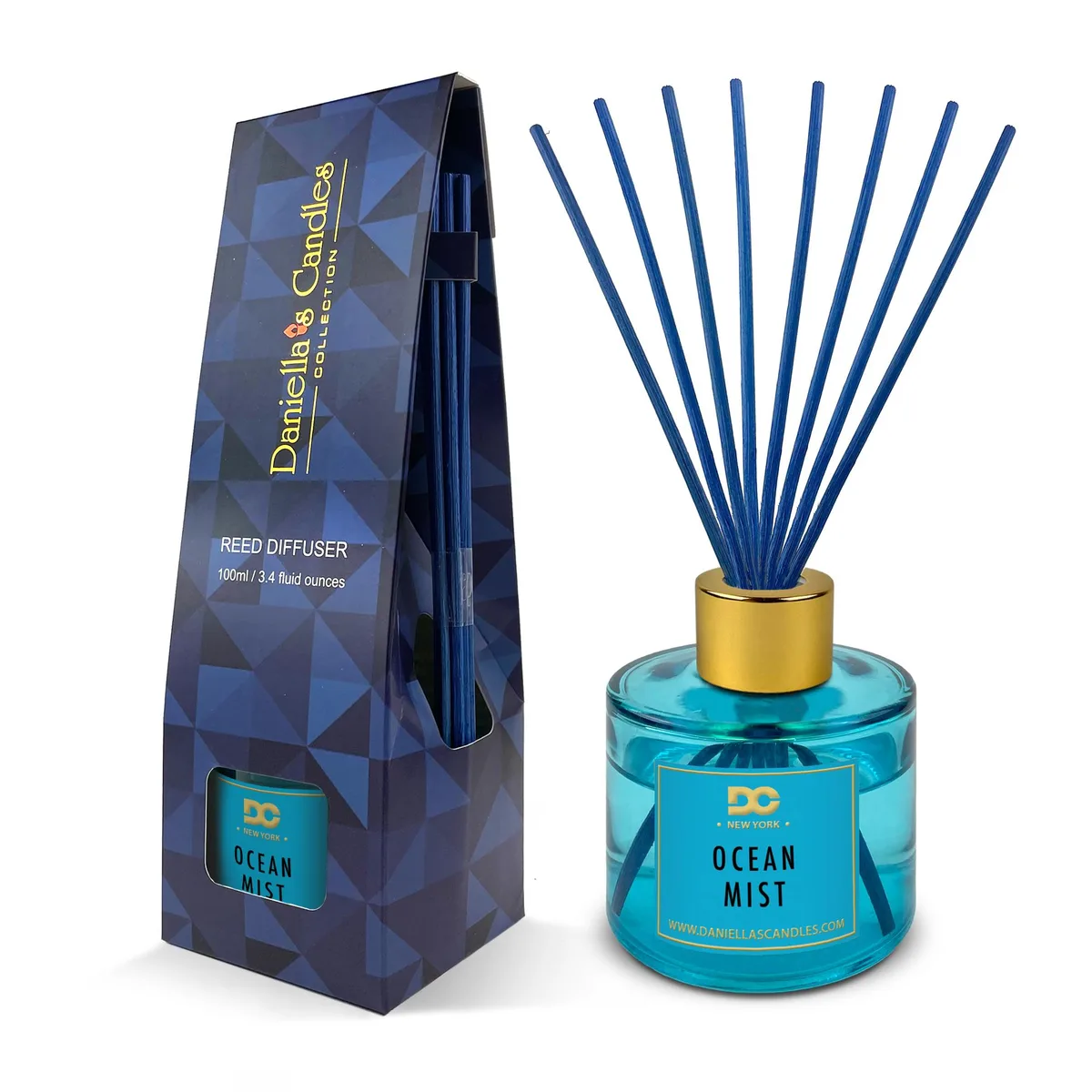 Daniella's Candles Collection Daniella's Candles Ocean Mist Reed Diffuser Set Blue 100mL Home Accent — product photo