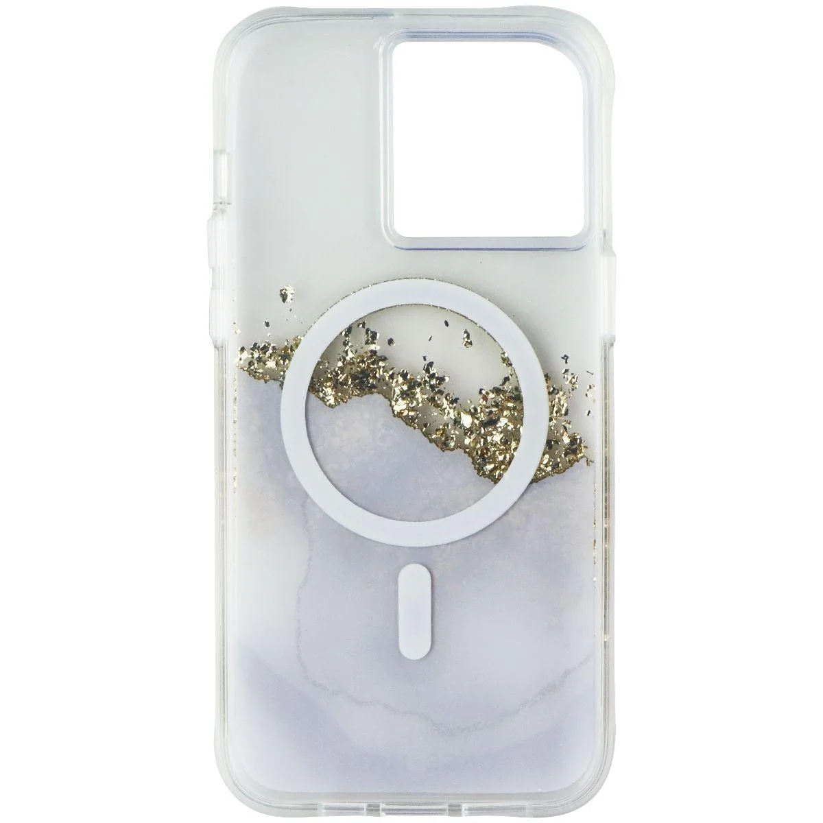 Clear case with marble pattern and gold accents for iPhone 15 Pro Max