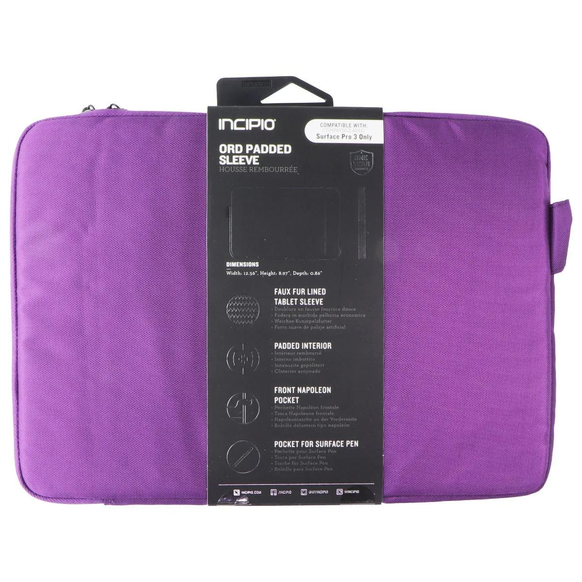 Incipio Incipio ORD Padded Sleeve for Microsoft Surface Pro 4 / Pro 3 Purple — product photo