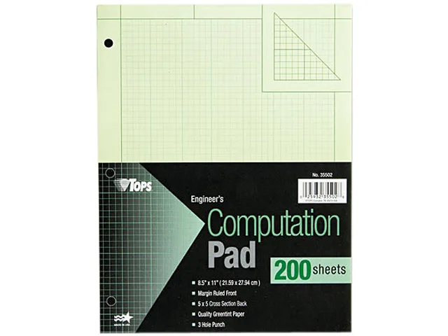 TOPS TOPS 35502 Engineering Computation Pad Green 200 Sheets 8.5x11 16 lb — product photo