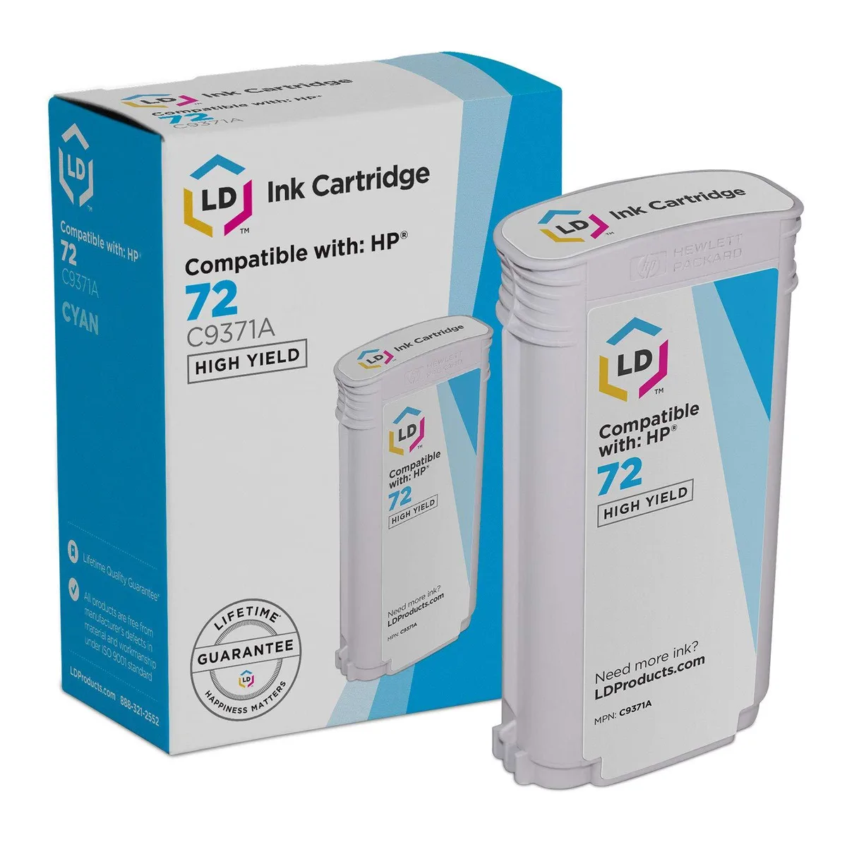 LD Products LD Products HP 72 Cyan Ink Cartridge C9371A High Yield 130 Pages — product photo