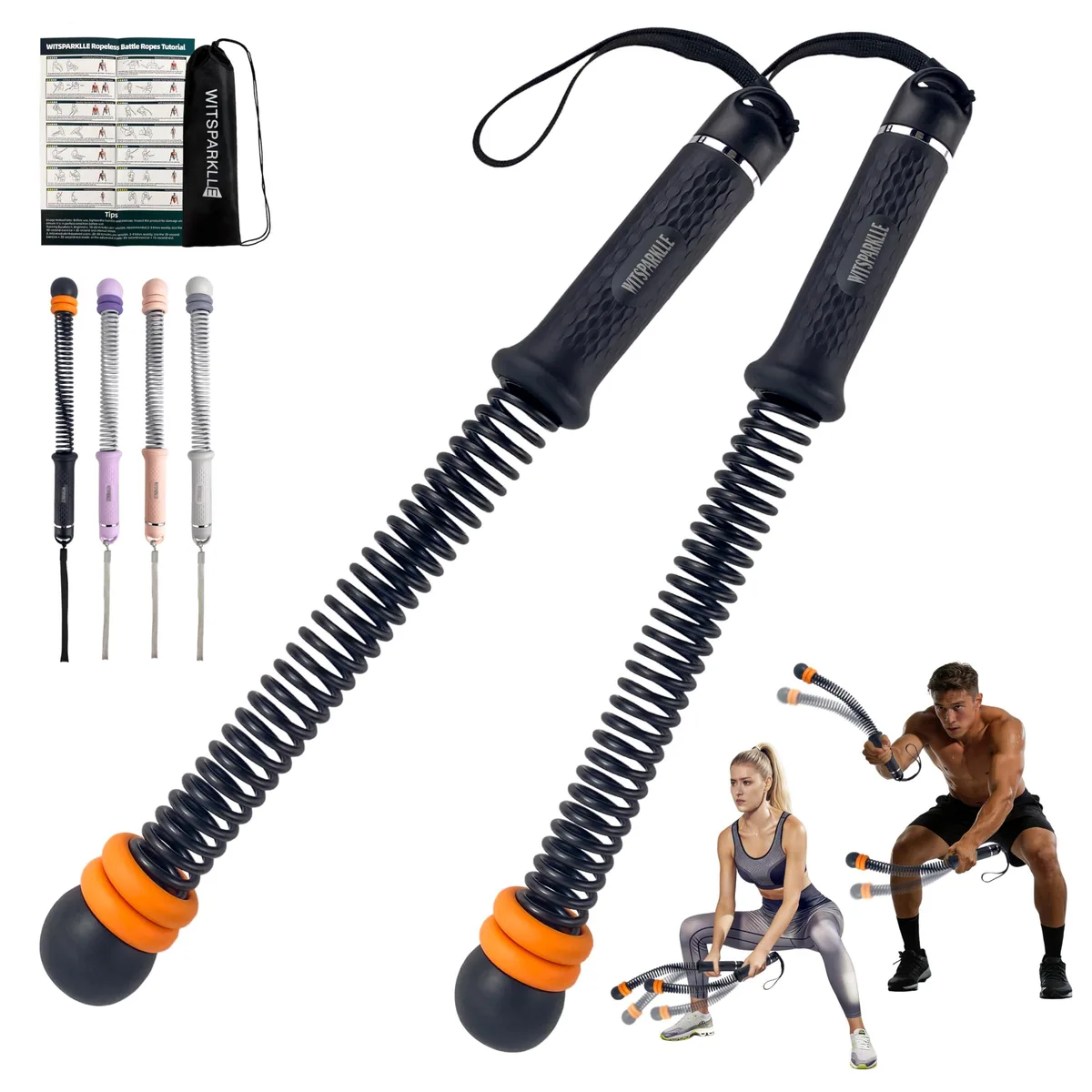 WITSPARKLLE Adjustable Ropeless Battle Ropes Black — product photo