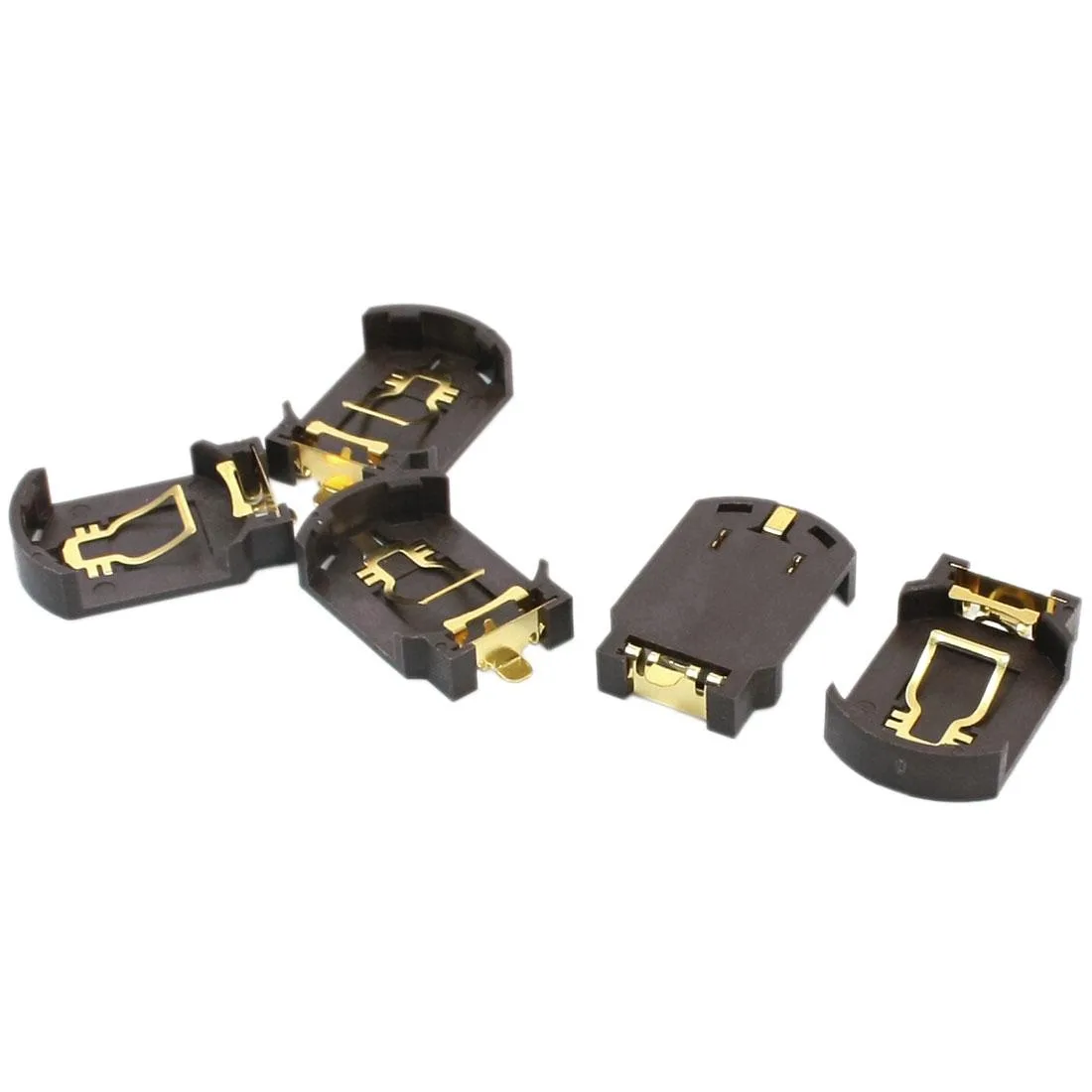Unique-Bargains Unique-Bargains CR2032 SMD Battery Holder 5pcs Coffee Gold Tone — product photo