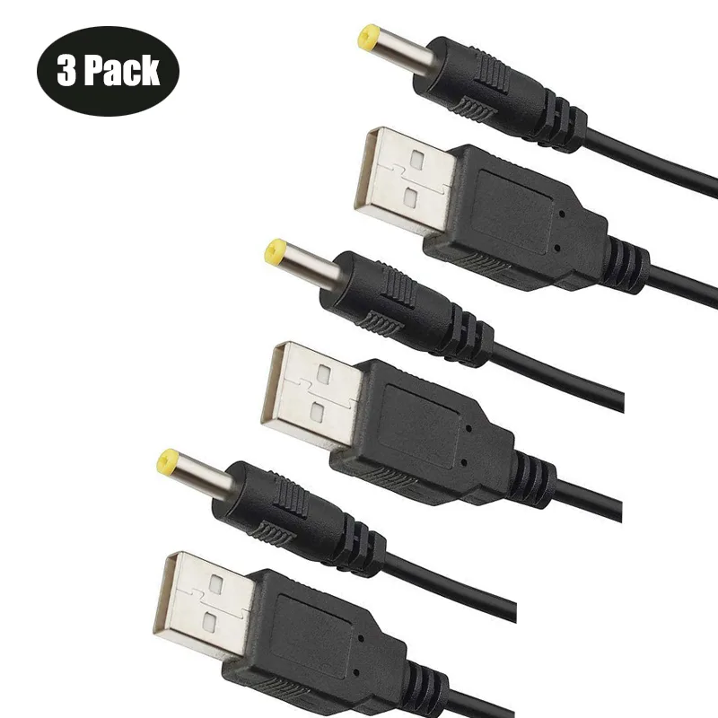 Werleo Werleo 3-Pack USB 2.0 A Male to DC 4.0x1.7mm 5V Cable 1.0m Black — product photo