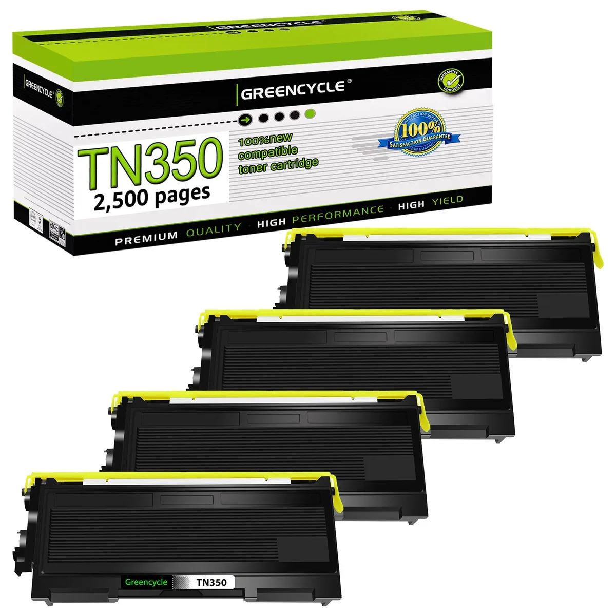 GREENCYCLE GREENCYCLE TN350 Black Toner Cartridge 4 Pack 2500 Pages — product photo