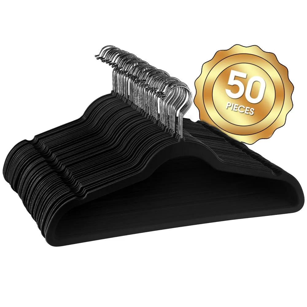 Elama Elama HANGER50PIECEBLACK 50 Piece Flocked Velvet Hangers Black — product photo