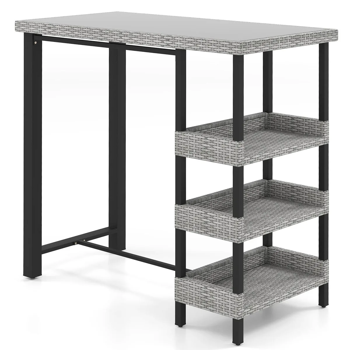 SlickBlue SlickBlue Outdoor Bar Table Grey Tempered Glass 43.5" x 22" x 41 — product photo