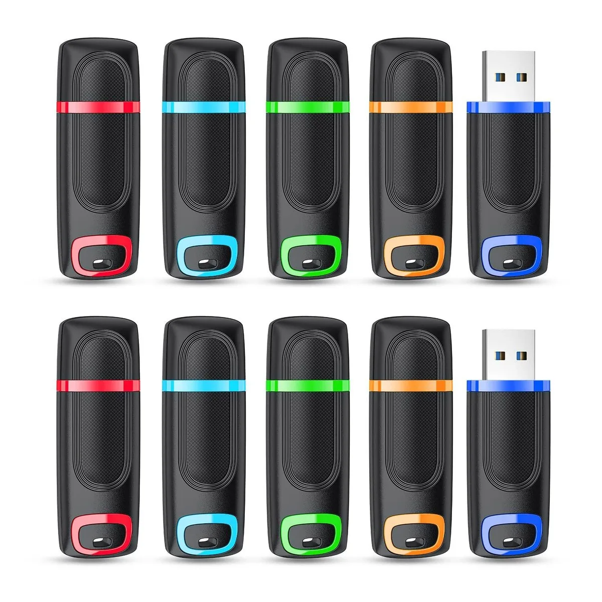 ALSEYE ALSEYE 10 Pack 32GB USB 3.0 Flash Drives Multicolor 2 in 1 accessory — product photo