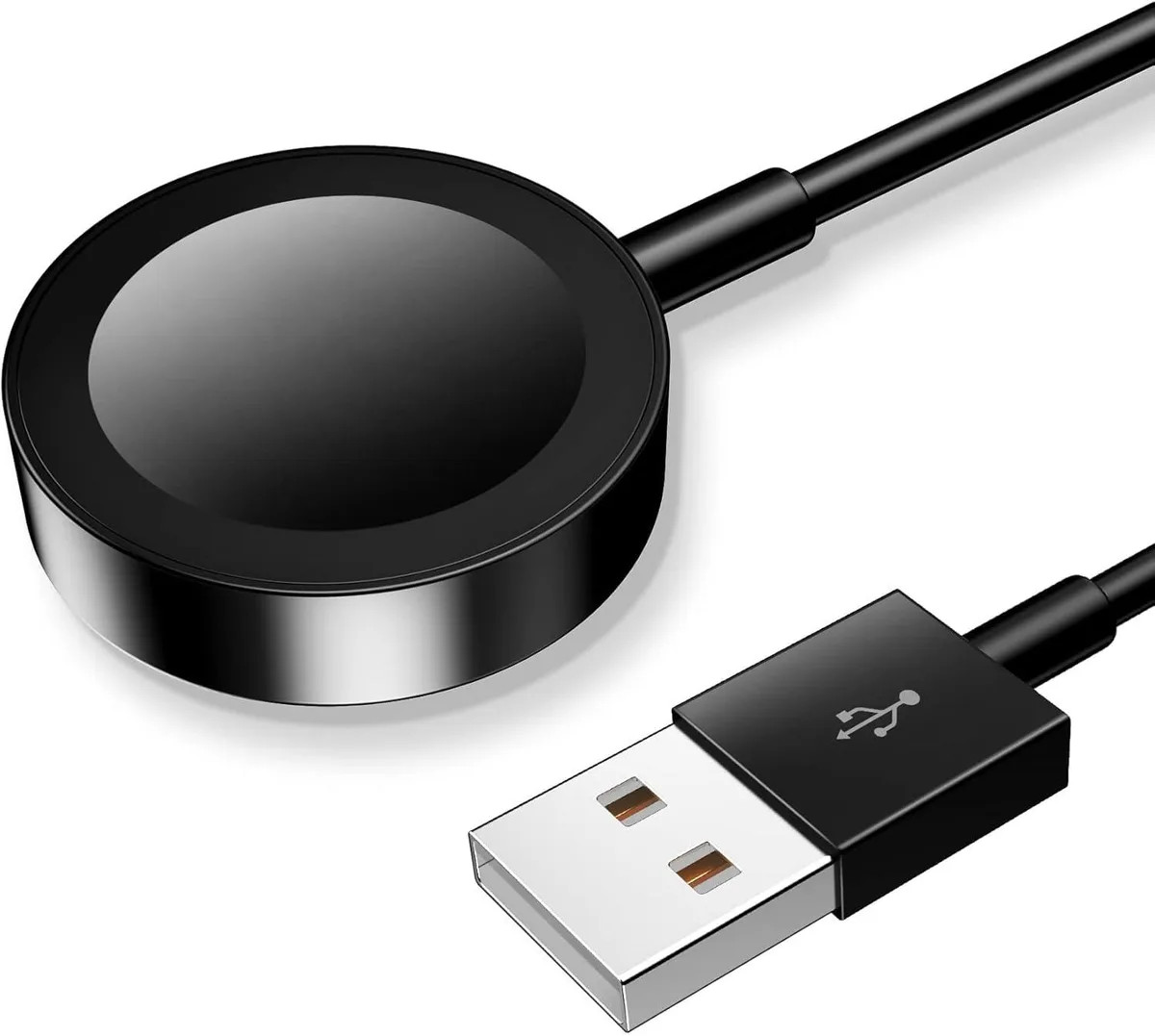 Black USB-A to magnetic Apple Watch charging cable, 3.3Ft