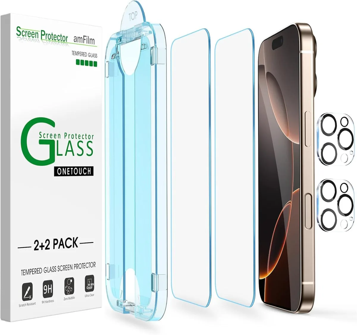 NuoTo NuoTo Auto-Alignment OneTouch Screen Protector iPhone 16 Pro Max 6.9 + Camera Lens Protector — product photo