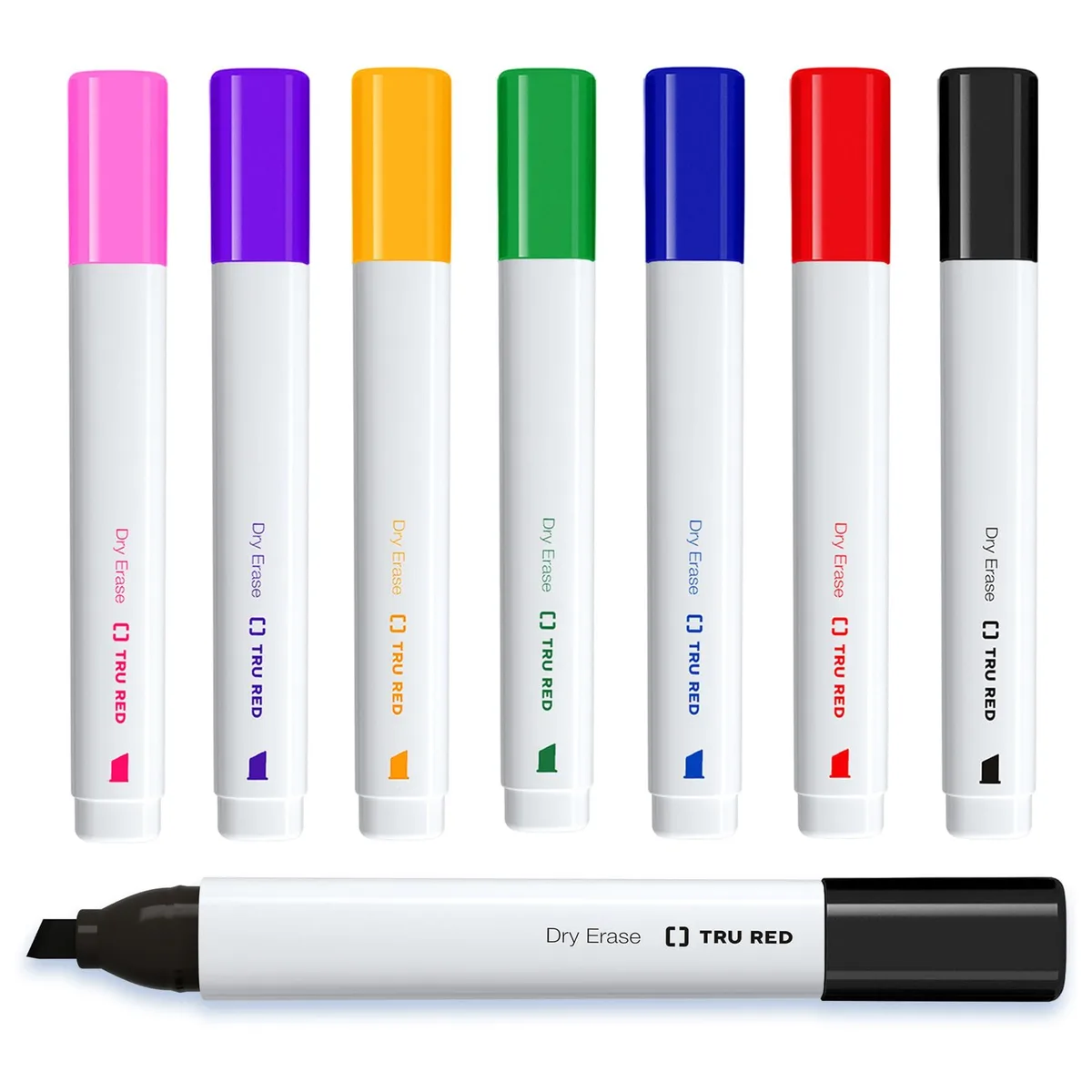 TRU RED TR56880 Dry Erase Markers Chisel Tip Assorted 8 Pack — product photo