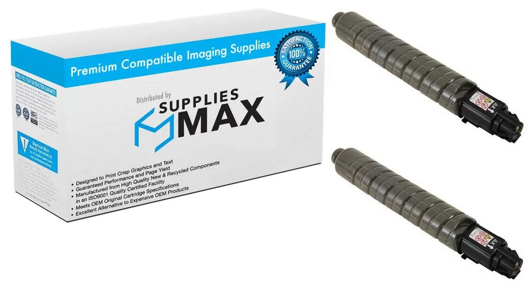 SuppliesMax SuppliesMax Black Toner Cartridge 2-pack 17000 pages Lanier IM-C300 IM-300F IM-C400F IM-C400SRF — product photo
