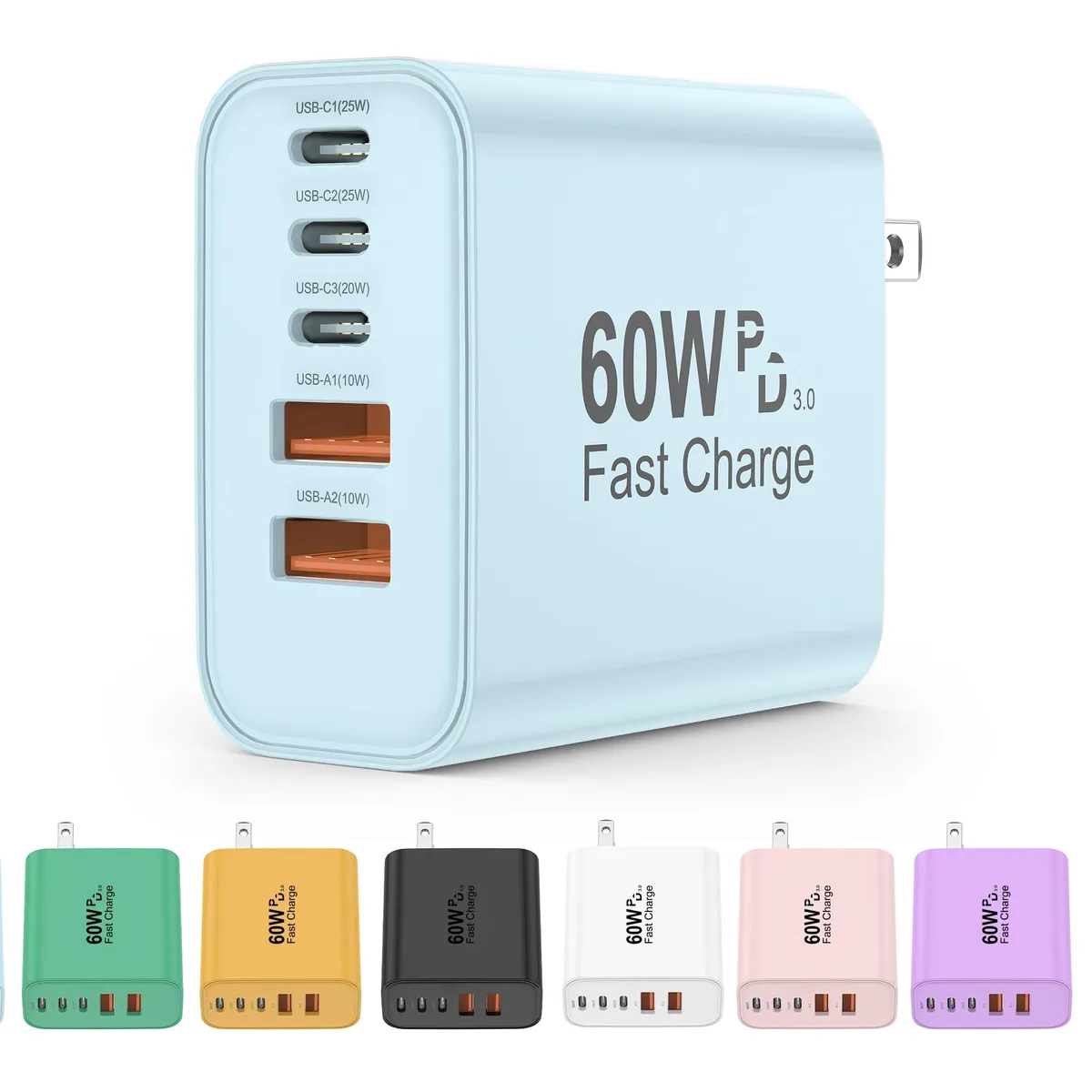 No Sew No Sew 60W 5 in 1 USB C Charger Blue — product photo