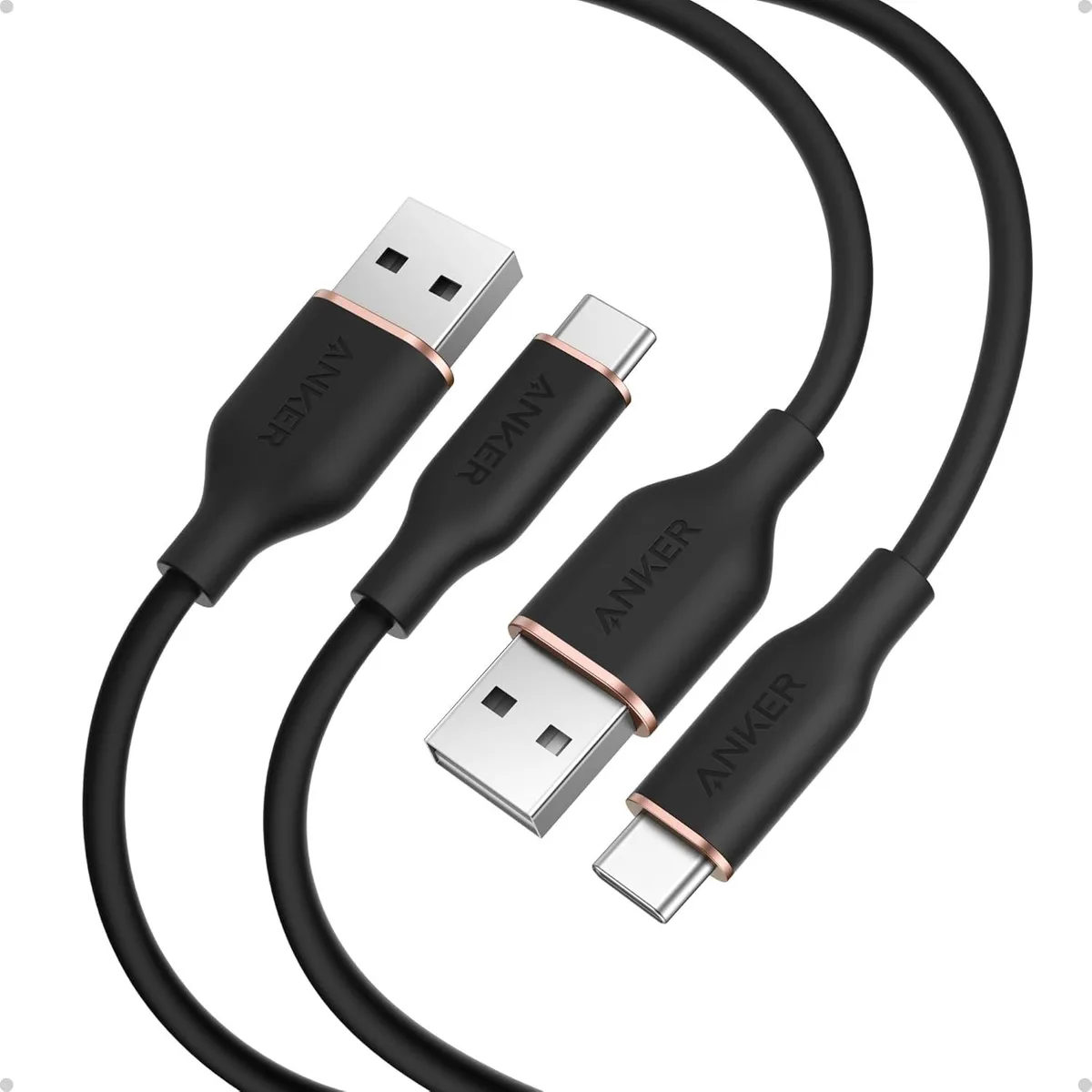 miqpower miqpower USB-A to USB-C Silicone Cable 2-Pack 3 ft 15W 480Mbps Black — product photo