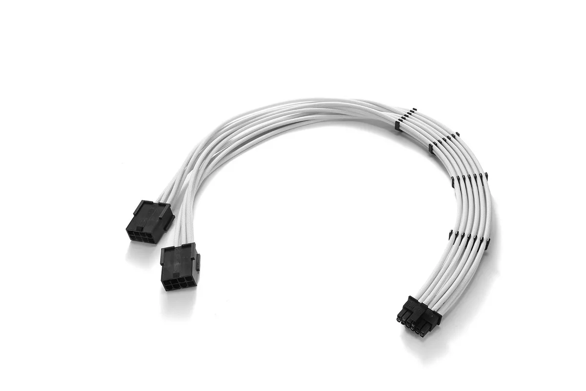 FormulaMod FormulaMod RTX 4070Ti PCIe 5.0 12VHPWR 16Pin to 2x8Pin Extension Cord 17.7inch Black White — product photo