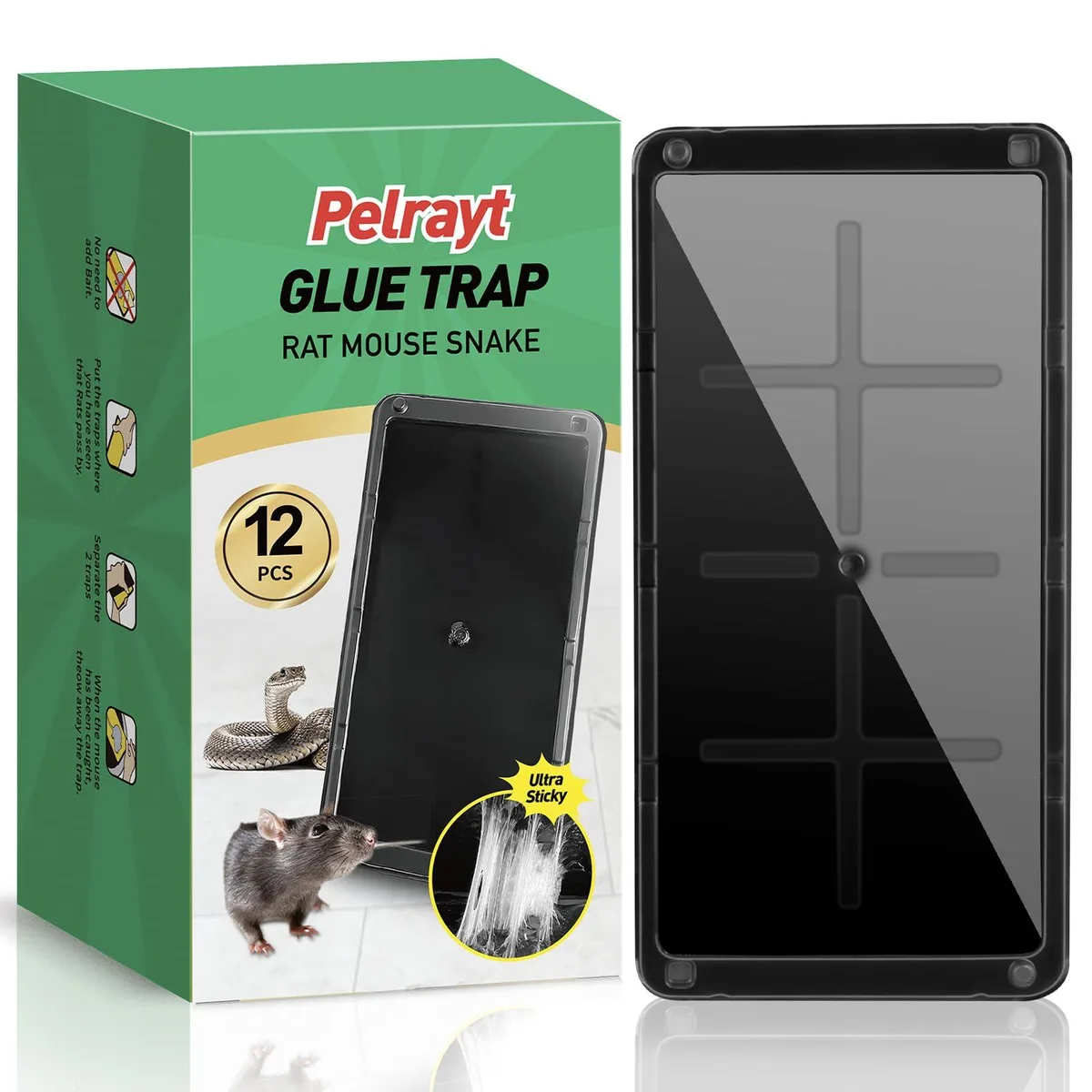  Pelrayt sq-123 Glue Traps 12 Pack 10 L x 5 W x .5 H in — product photo