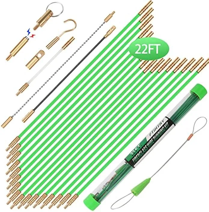 TAURKENAM TAURKENAM 22 ft Fiberglass Wire Pulling Kit 16 Rods Power Adapter — product photo