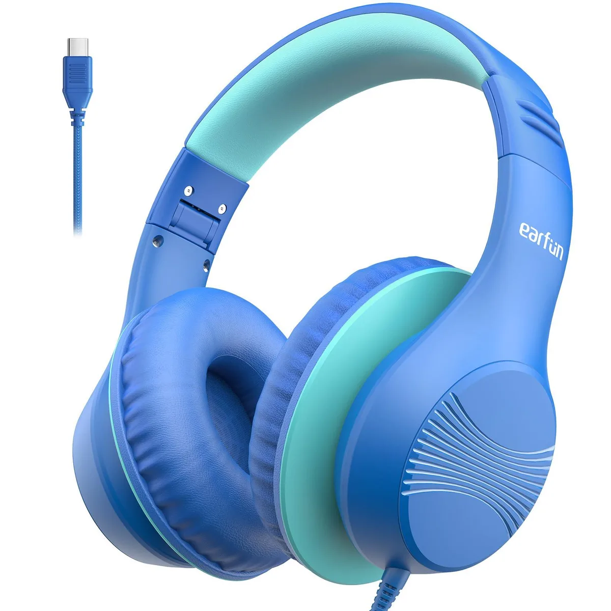 EarFun K3C Kids Headphones USB-C Blue 40mm 32ohm 185g — product photo