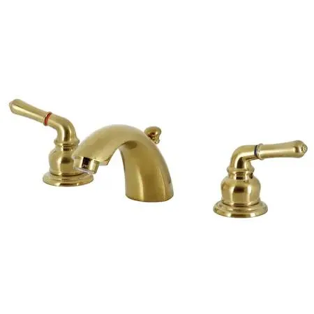 Brass mini-widespread bathroom faucet with brushed brass finish