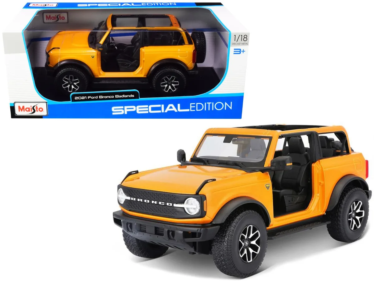Maisto Maisto 2021 Ford Bronco Badlands Orange Metallic Special Edition 1/18 hobby collectible — product photo