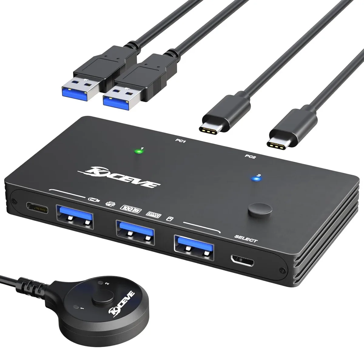 SMA SMA USB 3.2 10Gbps 2-in 4-out KVM Switch with Wired Remote — product photo