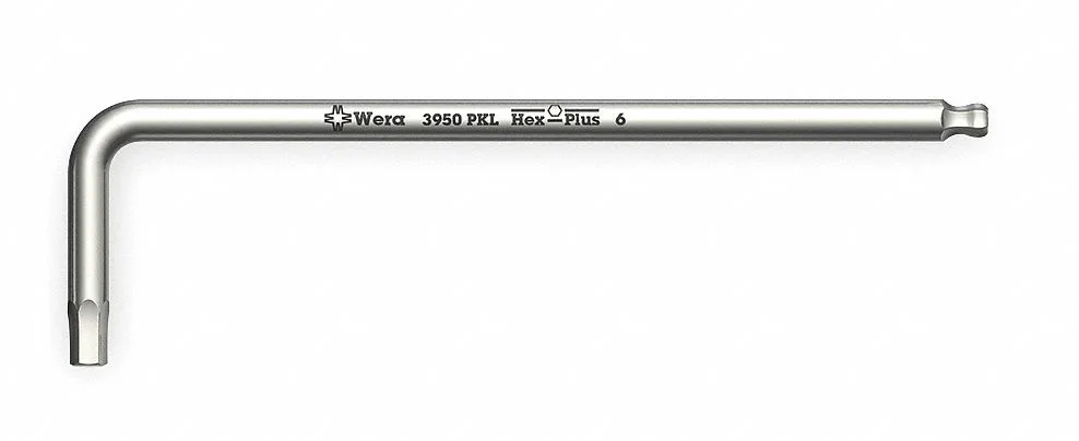 Stainless steel 6 mm ball-end hex key with plain handle