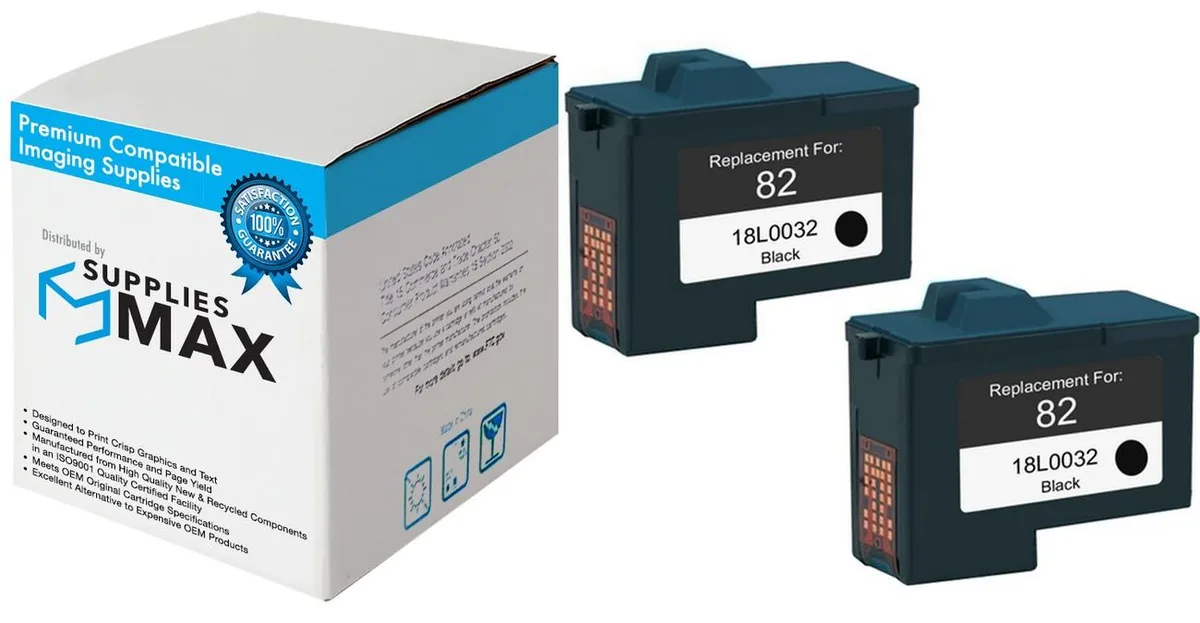 SuppliesMax SuppliesMax 18L0032_2PK Black Inkjet Cartridge 2-Pack 600 Page Yield — product photo