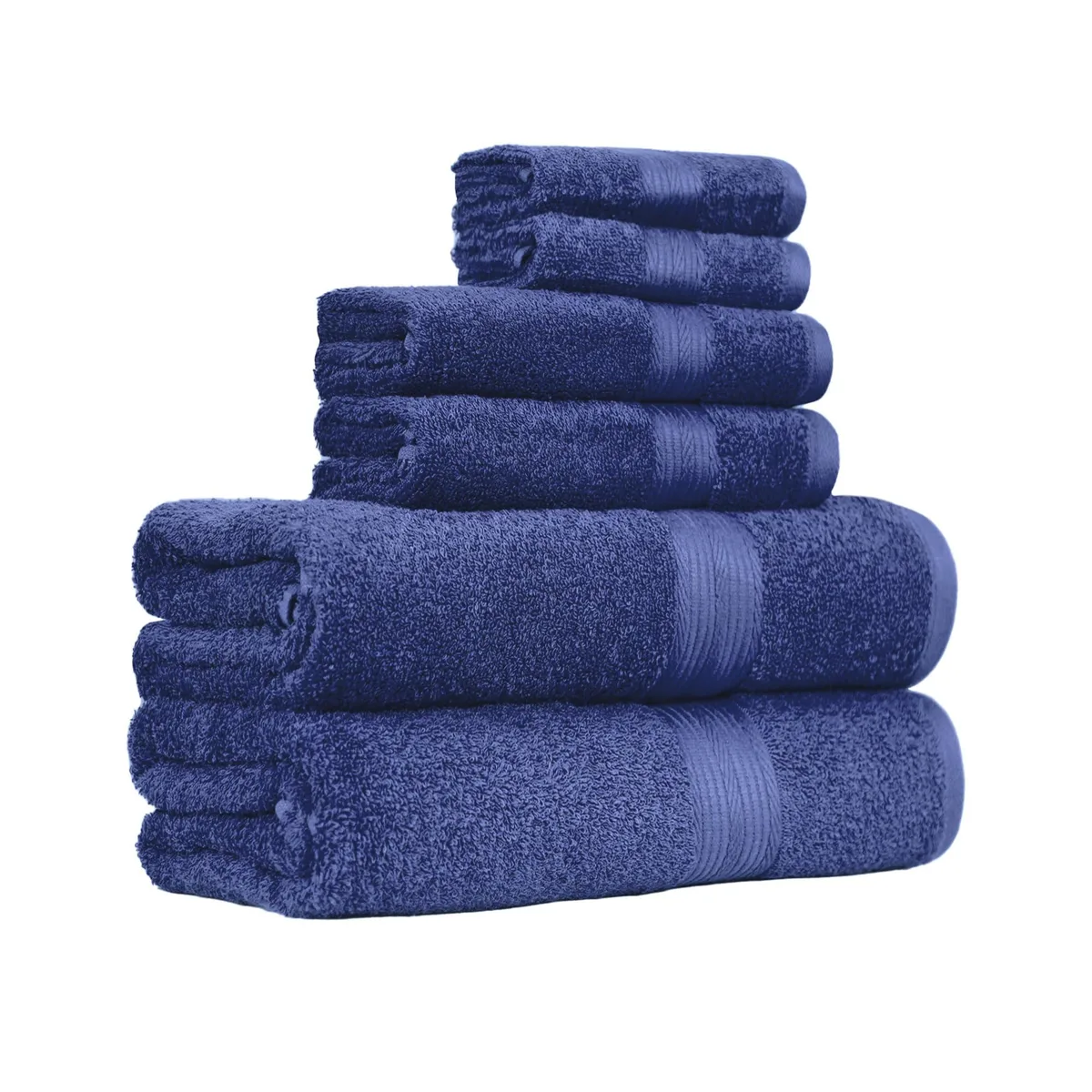  Amazon Basics 6-Piece Cotton Towel Set Navy Blue 2 Bath 2 Hand 2 Washcloths — product photo
