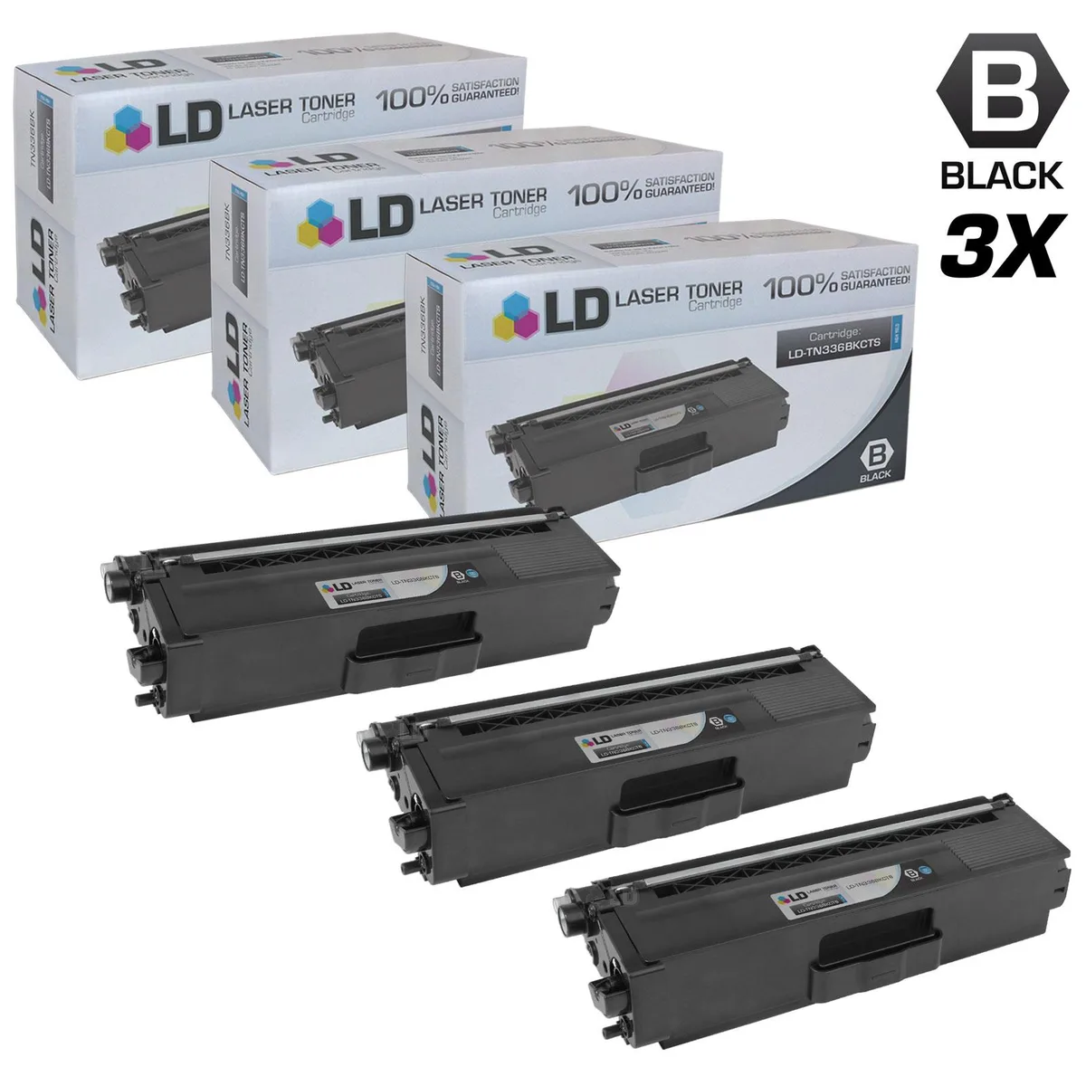 LD Products LD Products TN336BK High Yield Black Toner Cartridge 3-Pack — product photo