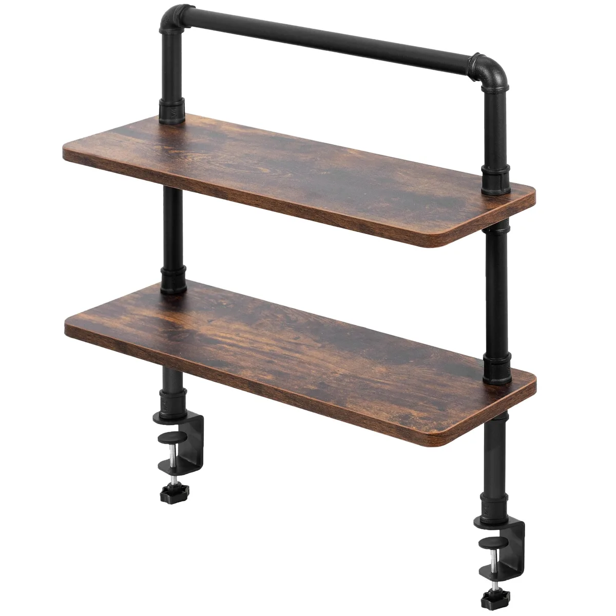 VIVO VIVO Clamp-on 24" 2-Tier Pipe Shelves Vintage Brown — product photo